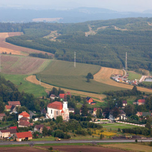 Panorama na Dzialoszyn. Dolnoslaskie. LOTNICZE. Europa/Polska
